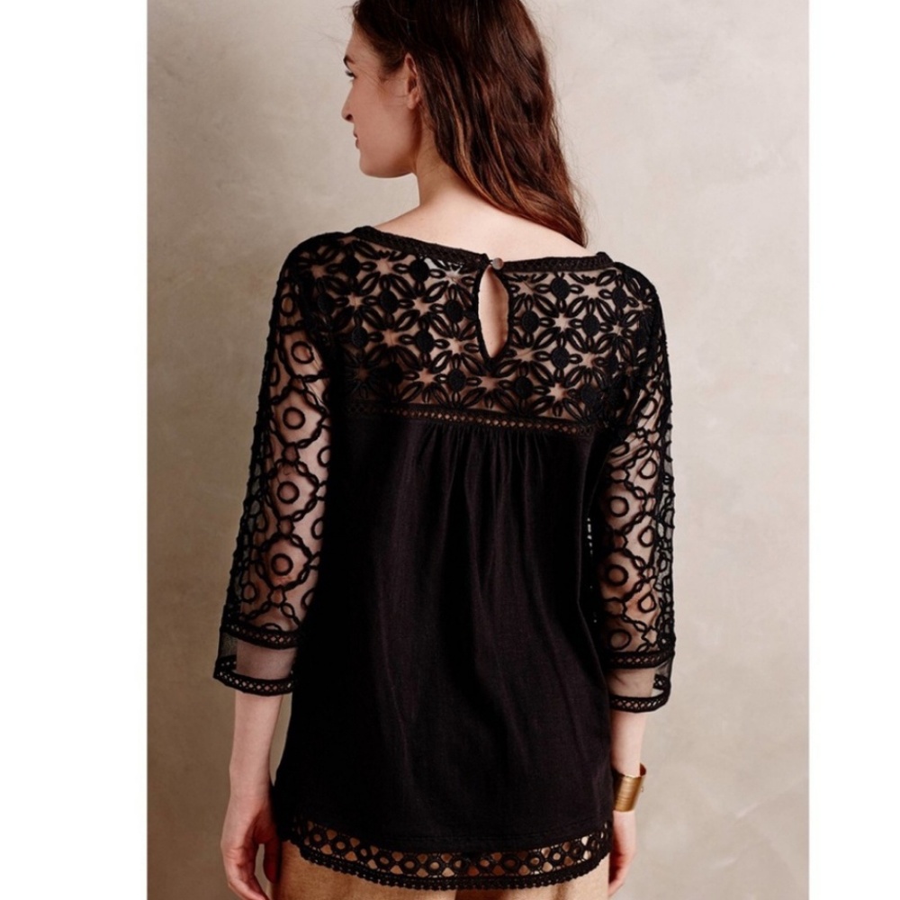 Meadow Rue Black Lace Inset Top - Picture 2 of 6